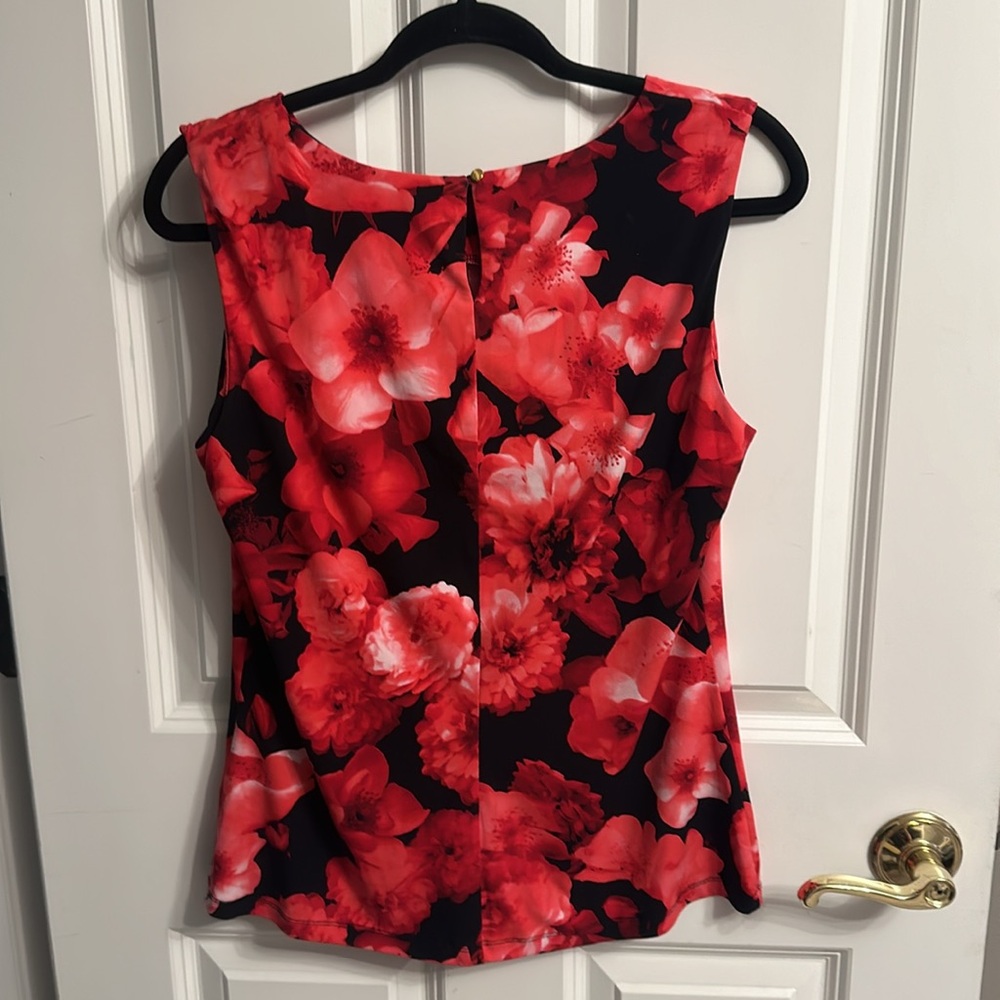 Calvin Klein black and red flowered tank top. Size XL, stretchy